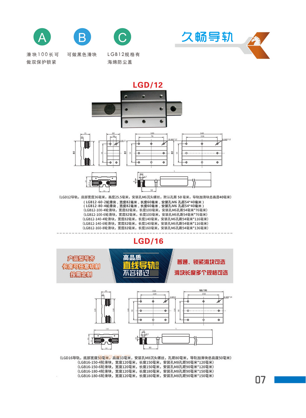 双轴心直线导轨滑块规格型号尺寸表画册选型图(图6)